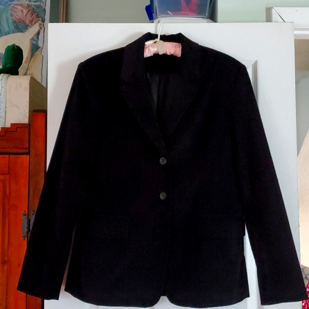Vintage velvet black pinstriped blazer, 80s